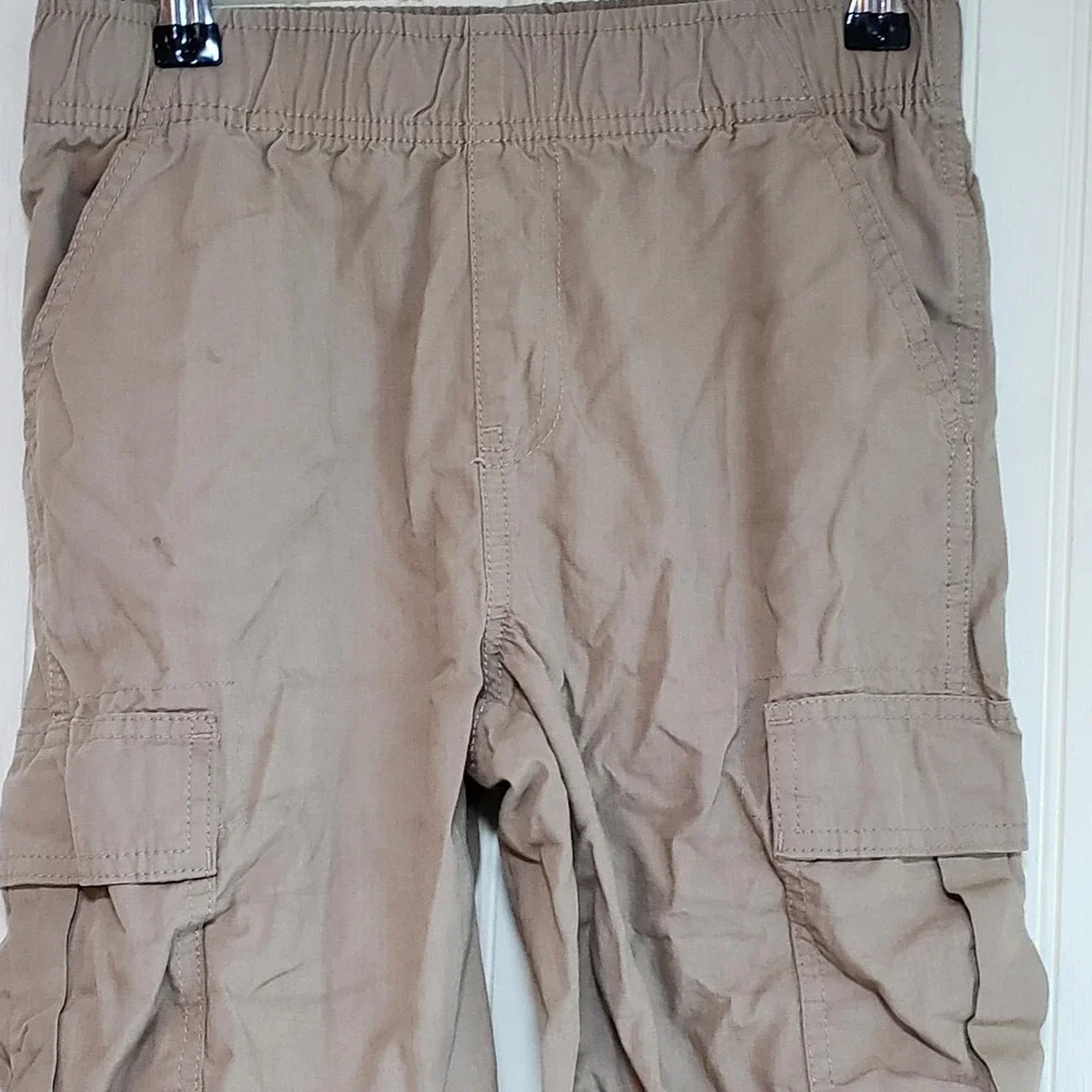 The Children's Place Cargo Shorts Boys 12 Beige Cotton‎ Twill Elastic Waist